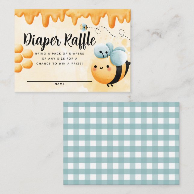 Honey Bee Diaper Raffle Card Beilage Begleitkarte (Vorne/Hinten)