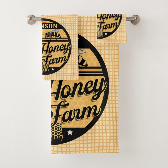 Honey Bee Farm Personalisiert NAME Sweet Beehive Badhandtuch Set (Insitu)