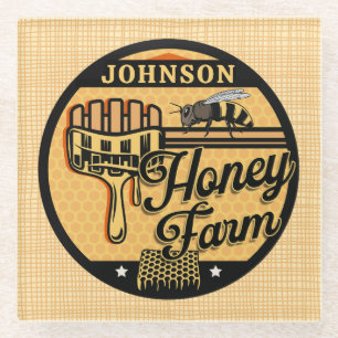 Honey Bee Farm Personalisiert NAME Sweet Beehive Glasuntersetzer