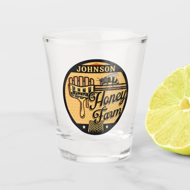 Honey Bee Farm Personalisiert NAME Sweet Beehive Schnapsglas (Vorderseite)