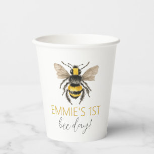 Honey Bee First Birthday Paper Cups Pappbecher