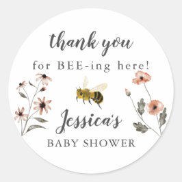Honey Bee Floral Baby Shower Fevor Runder Aufkleber