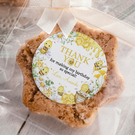 Honey Bee Floral First Bee Day Birthday Runder Aufkleber