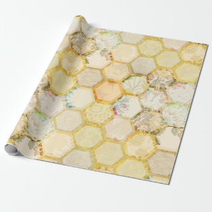 Honey Bee Floral Honeycomb Beehive Geschenkpapier