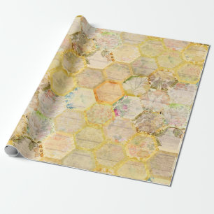 Honey Bee Floral Honeycomb Beehive Geschenkpapier