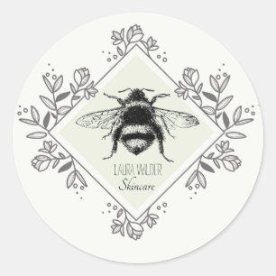 Honey Bee Floral Logo Skincare Products Runder Aufkleber