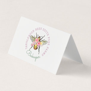 Honey Bee Floral Square Business Card Visitenkarten