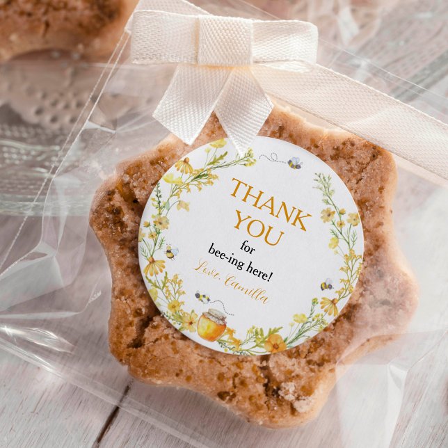 Honey Bee Floral Sticker Labels Geburtstag (Von Creator hochgeladen)