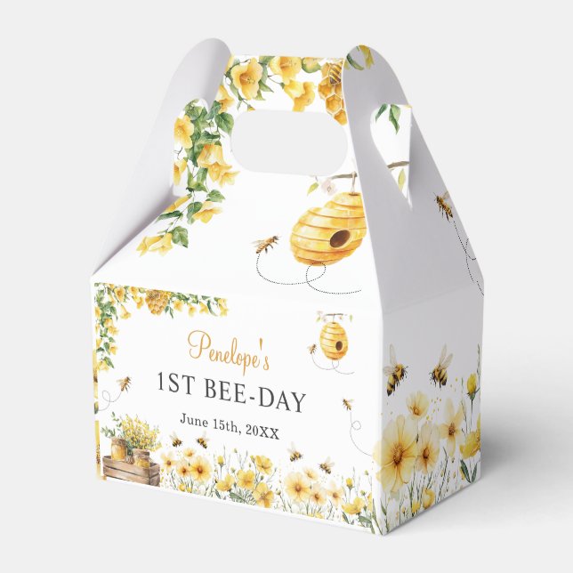 Honey Bee Flower Birthday Baby Shower Geschenkschachtel (Vorderseite)