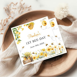 Honey Bee Flower Birthday Baby Shower Serviette