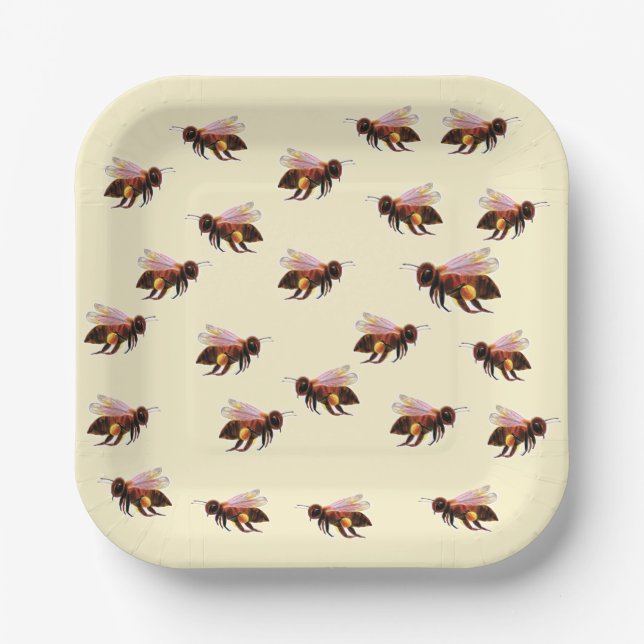 Honey Bee Flying Pappteller (Vorderseite)