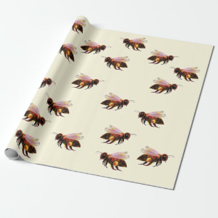 Honey Bee Flying Wrapping Paper Geschenkpapier