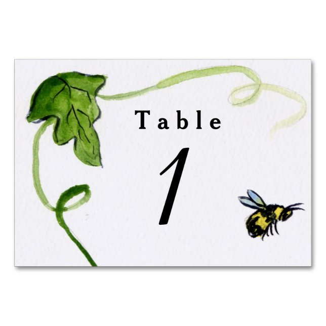 Honey Bee Garden Personalisierte Nummerntafel Tischnummer (Vorderseite)