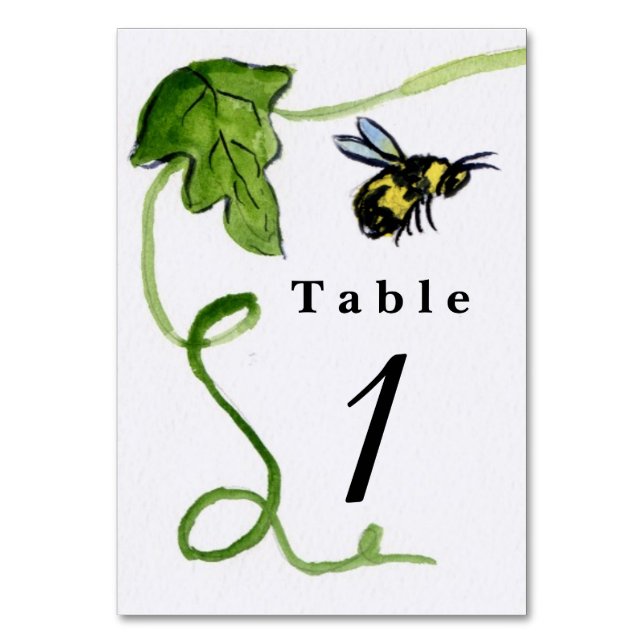 Honey Bee Garden Table Cards Custom Numbers Tischnummer (Vorderseite)
