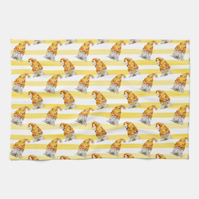 Honey Bee Gnomes Pattern Geschirrtuch (Horizontal)