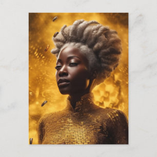 Honey Bee Goddess Dressed in Gold Postkarte