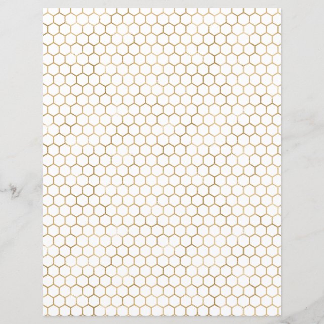 Honey Bee Golden Honeycomb Scrapbook Paper Sheet (Vorderseite)