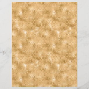 Honey Bee Golden Honeycomb Scrapbook Paper Sheet