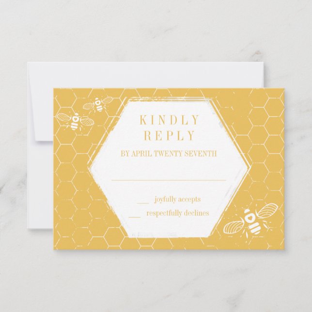 Honey Bee Golden Yellow Pattern RSVP Card Karte (Vorderseite)