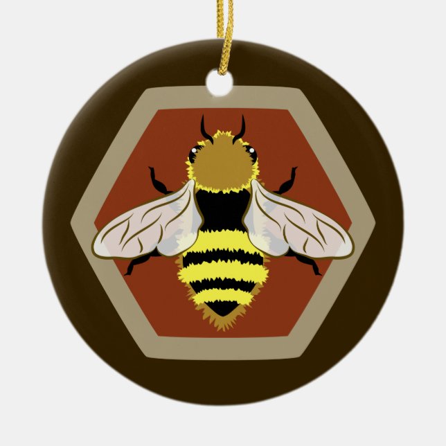 Honey Bee Graphic Keramik Ornament (Vorne)