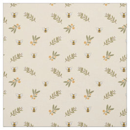 Honey Bee Greenery Pastel Almond Stoff