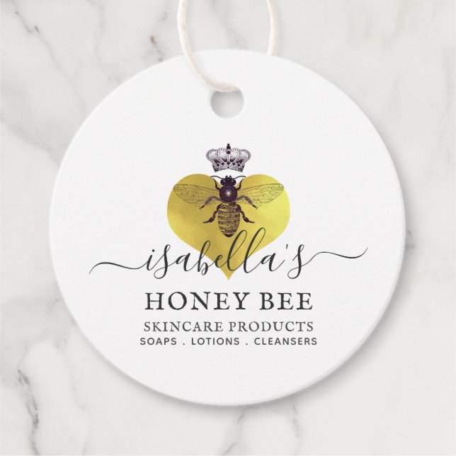 Honey Bee Heart Skincare Imitate Gold Foil Geschenkanhänger (Vorderseite)