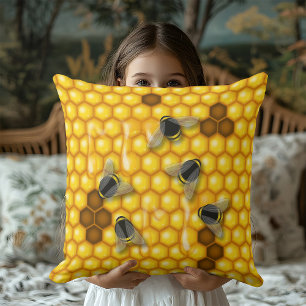 Honey Bee Hive Driving Honeycomb Kissen