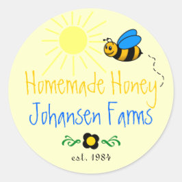 Honey Bee Homemade Farm Runder Aufkleber