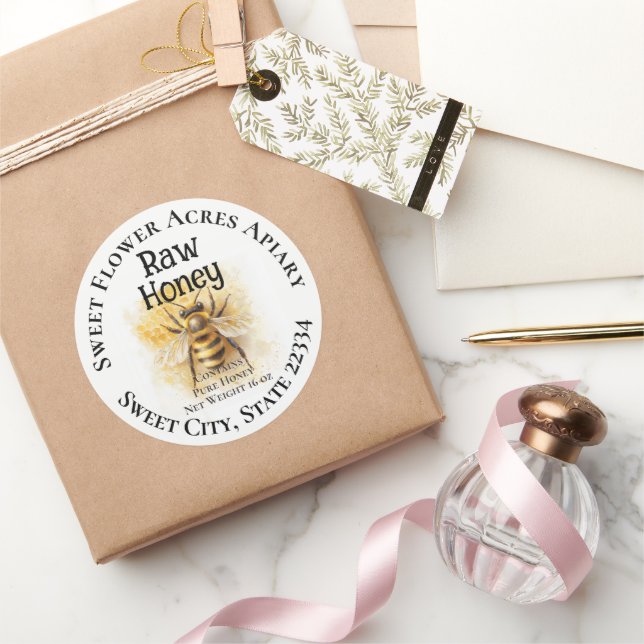 Honey Bee Honey Apiary Business Bottle Label Runder Aufkleber (Schenken)