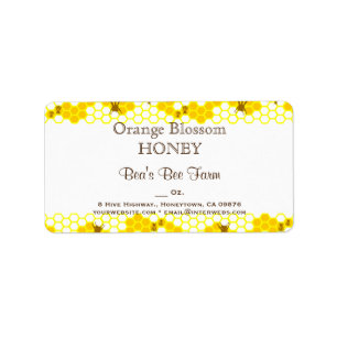 Honey Bee Honeycomb 1,25" x 2,375" Editable Label Adressaufkleber