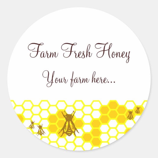 Honey Bee Honeycomb Art Custom Jar Stickers (Vorderseite)