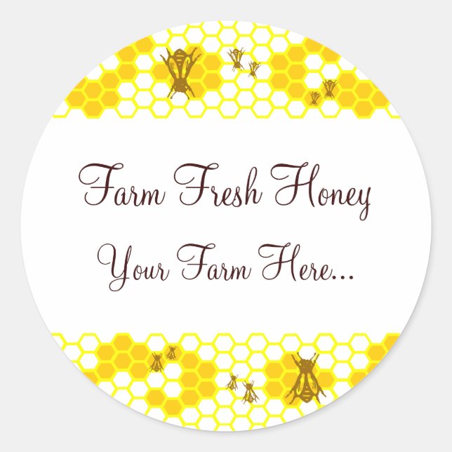 Honey Bee Honeycomb Art Custom Jar Stickers (Vorderseite)