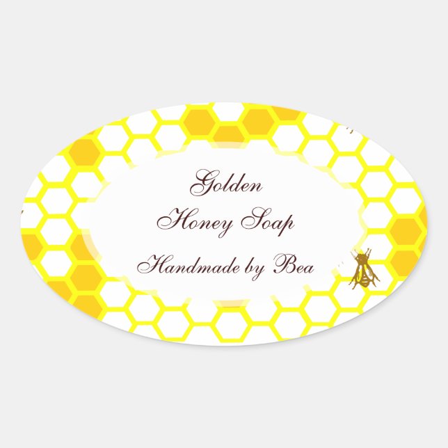 Honey Bee Honeycomb Art Editable Oval Sticker (Vorderseite)
