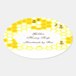 Honey Bee Honeycomb Art Editable Oval Sticker