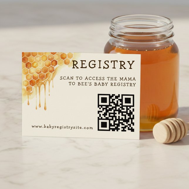 Honey Bee Honeycomb Baby Shower QR Code Registry Begleitkarte (Honey Bee Honeycomb Baby Shower QR Code Registry Enclosure Card
)