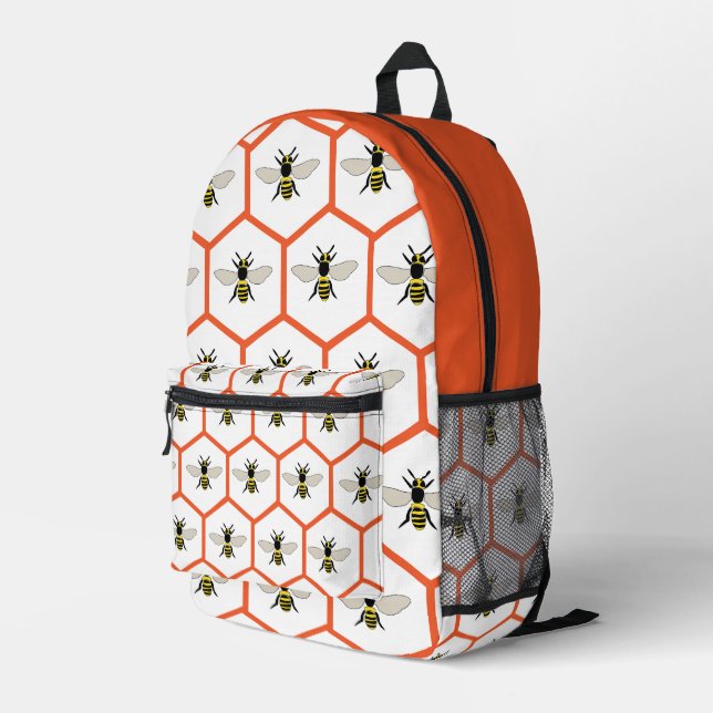Honey Bee Honeycomb Beekeeper School Bedruckter Rucksack (Rückseitige Ecke Rechts)