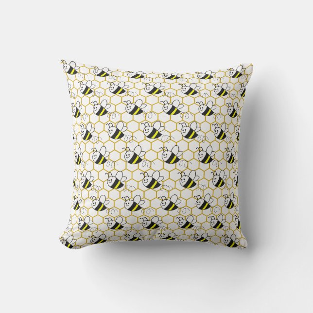 Honey Bee Honeycomb Black Yellow White Pattern  Kissen (Vorderseite)