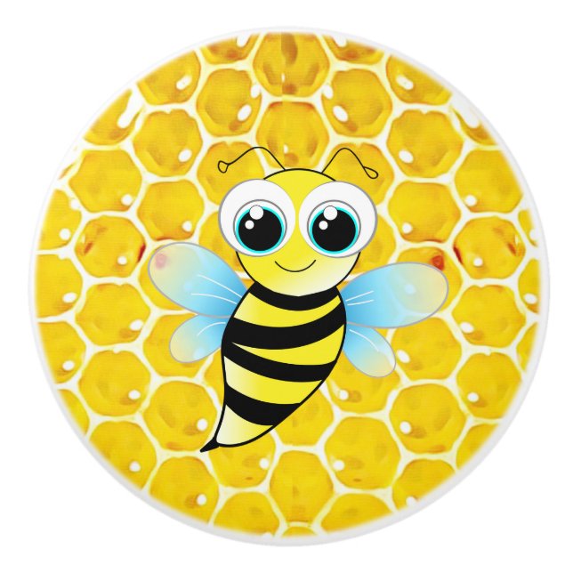 Honey Bee Honeycomb Cabinet Knobs Keramikknauf (Vorderseite)