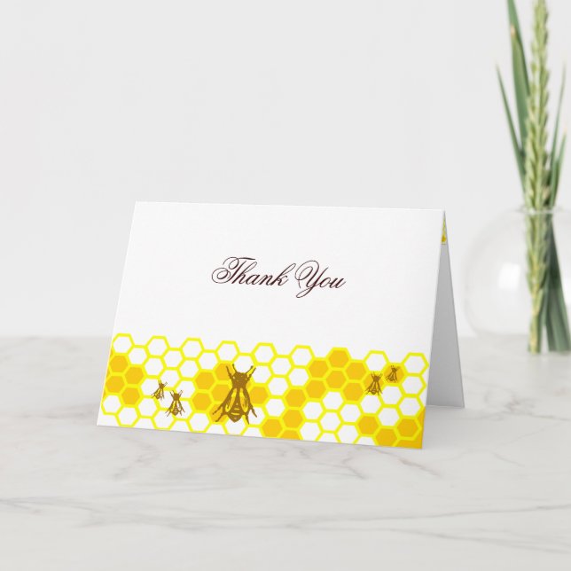 Honey Bee Honeycomb Custom Card Dankeskarte (Vorderseite)