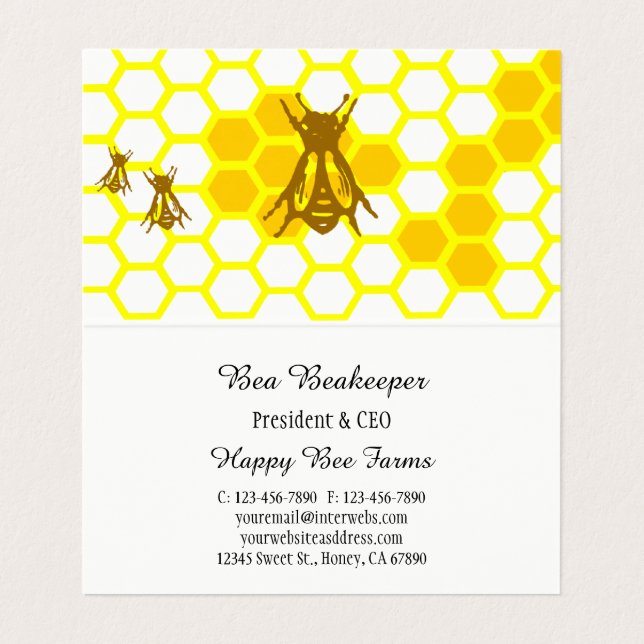 Honey Bee Honeycomb Custom Folded Business Card Visitenkarten (Innenseite Aufgefaltet)