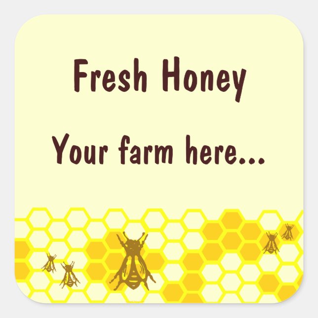 Honey Bee Honeycomb Custom Jar Label Stickers (Vorderseite)