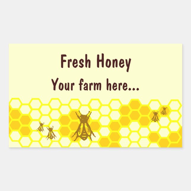 Honey Bee Honeycomb Custom Jar Label Stickers (Vorderseite)