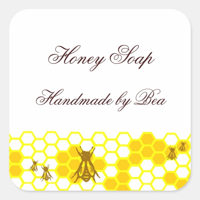 Honey Bee Honeycomb Custom Soap Label Stickers (Vorderseite)