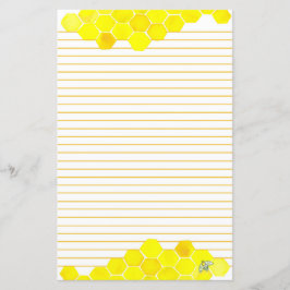 Honey Bee Honeycomb Gelb Lined Letter Writing