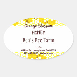 Honey Bee Honeycomb Muster bearbeitbar Ovaler Aufkleber