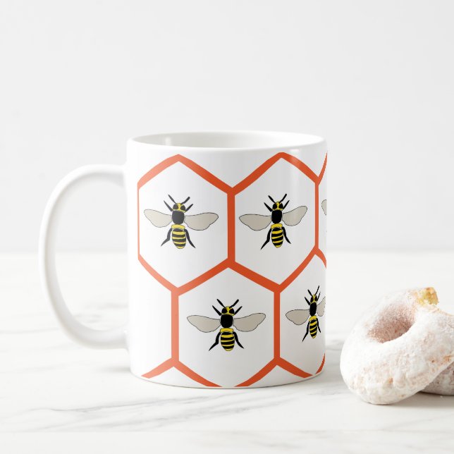 Honey Bee Honeycomb Niedlich Beekeeper Kaffeetasse (Mit Donut)