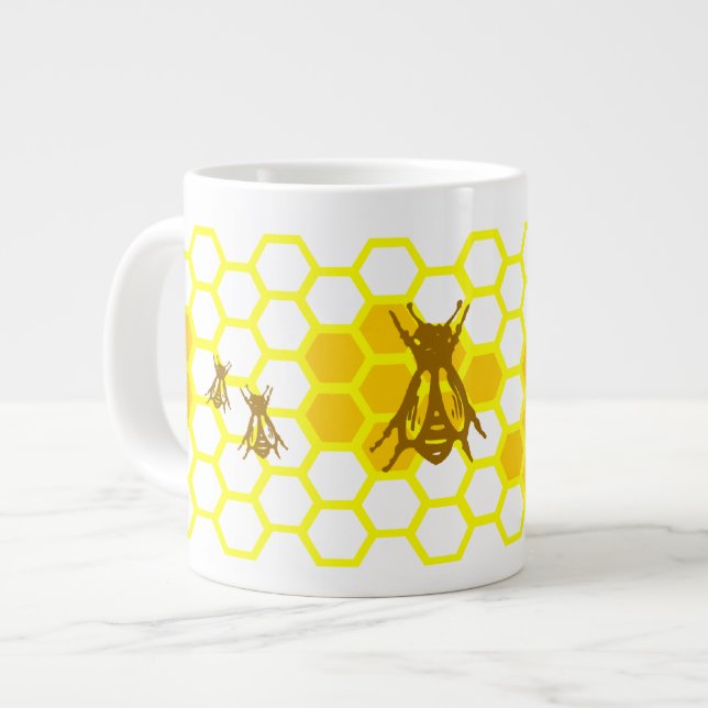 Honey Bee Honeycomb Pattern Tasse (Vorderseite Links)