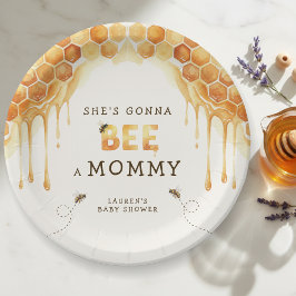 Honey Bee Honeycomb Watercolor Baby Shower Pappteller