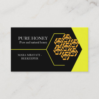 Honey Bee Honeycomb Yellow Square Visitenkarte
