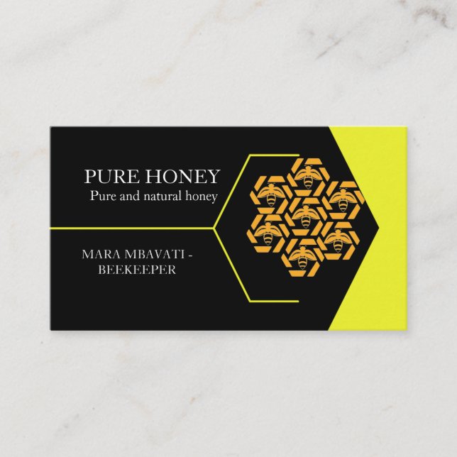 Honey Bee Honeycomb Yellow Square Visitenkarte (Vorderseite)